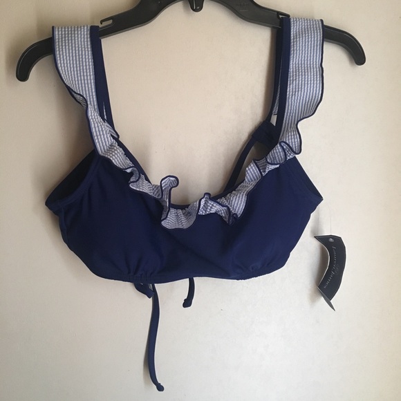 Lauren James Navy Blue Gingham Bikini Top - Picture 3 of 7